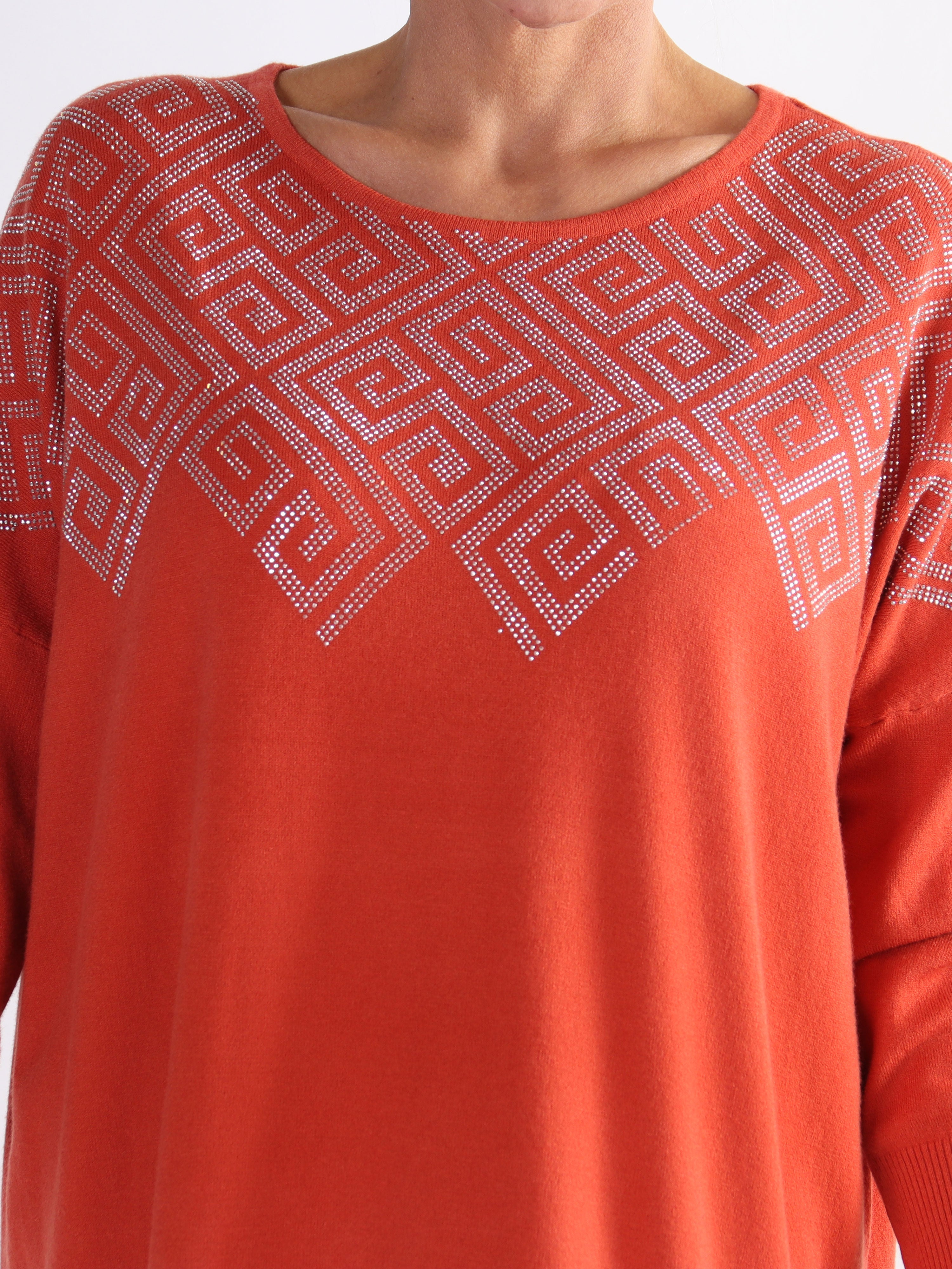 Luna - Mjuk stickad plus size klänning med strass